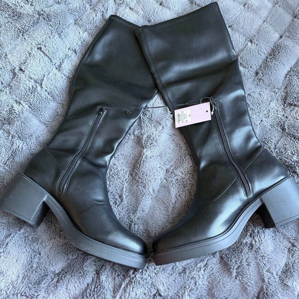 Danika Stretch Tall Combat Boots with Memory Foam Insole - Wild Fable™ Black 11 - Picture 6 of 12